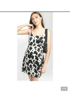 wild fable Black and White Cow Print Mini Slip Dress